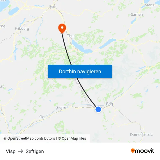 Visp to Seftigen map