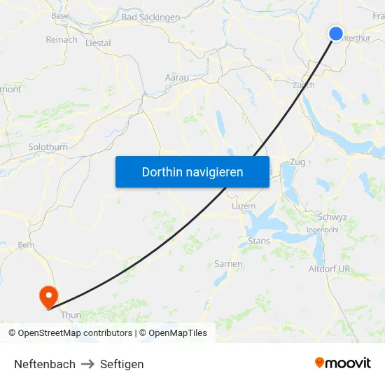 Neftenbach to Seftigen map