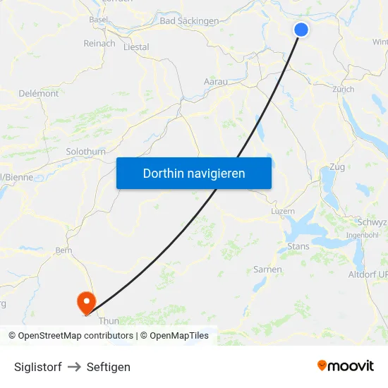 Siglistorf to Seftigen map