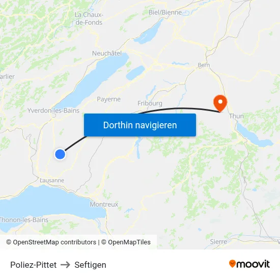 Poliez-Pittet to Seftigen map