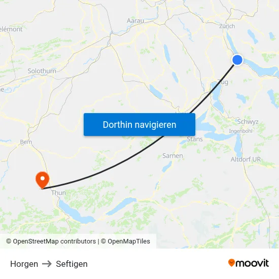 Horgen to Seftigen map