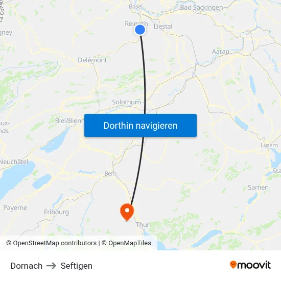 Dornach to Seftigen map