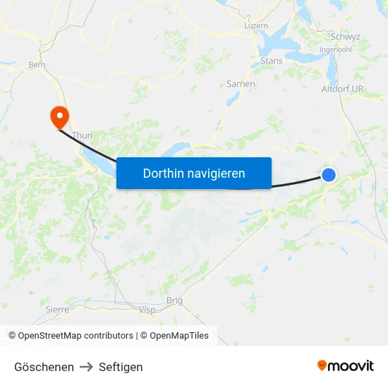 Göschenen to Seftigen map