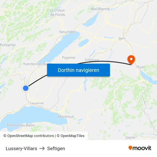 Lussery-Villars to Seftigen map