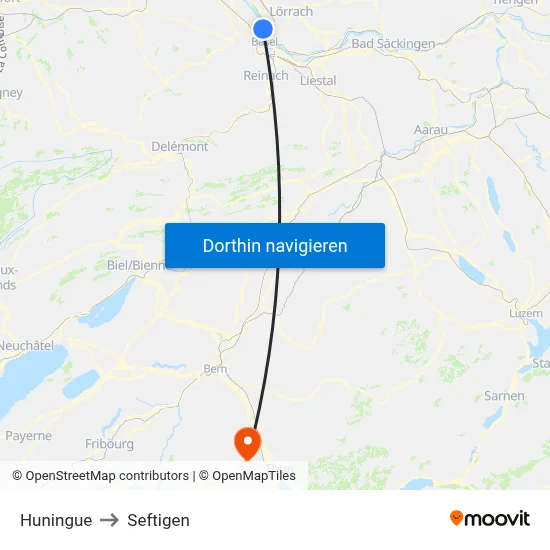 Huningue to Seftigen map