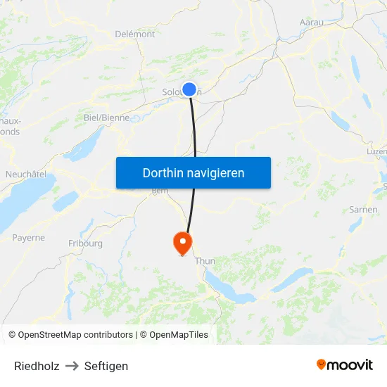 Riedholz to Seftigen map