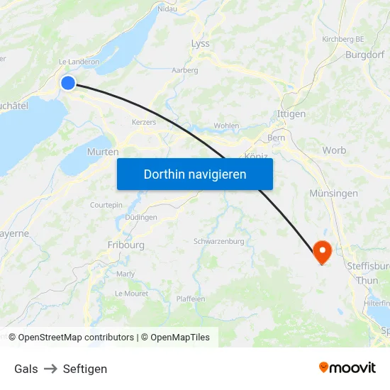 Gals to Seftigen map