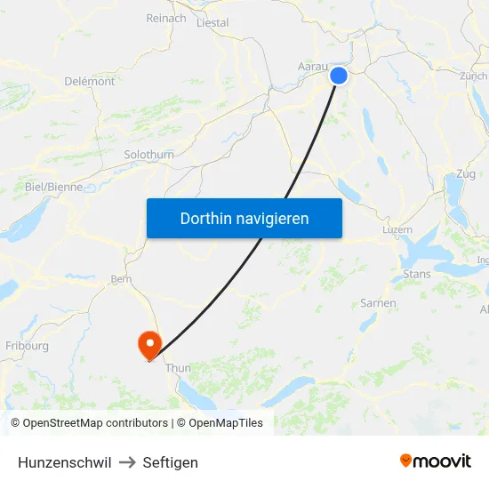 Hunzenschwil to Seftigen map