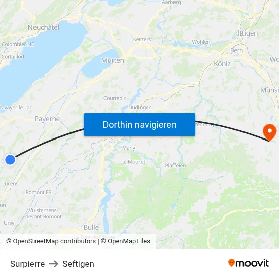 Surpierre to Seftigen map