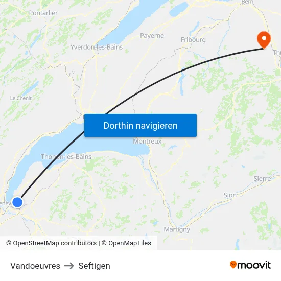 Vandoeuvres to Seftigen map