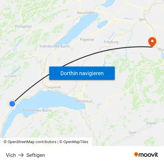 Vich to Seftigen map