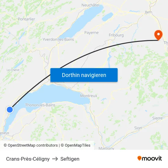 Crans-Près-Céligny to Seftigen map