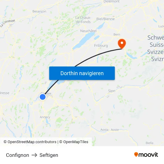Confignon to Seftigen map