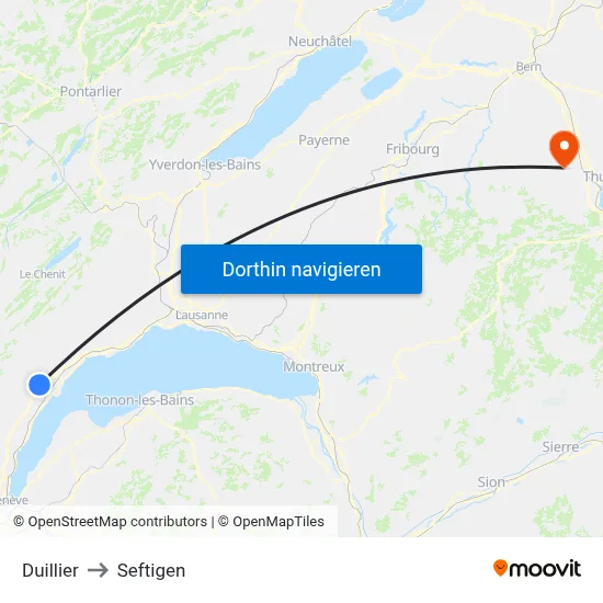 Duillier to Seftigen map