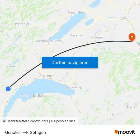 Genolier to Seftigen map