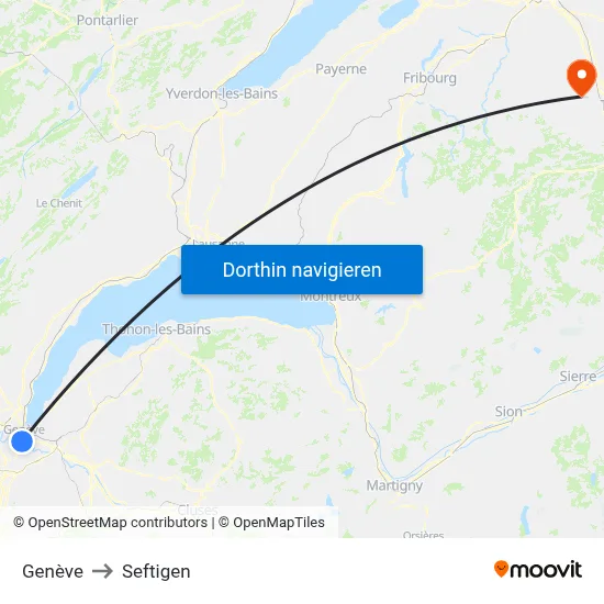 Genève to Seftigen map