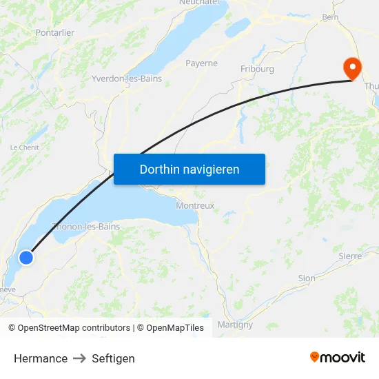 Hermance to Seftigen map