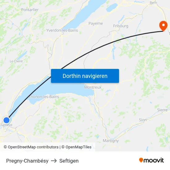 Pregny-Chambésy to Seftigen map