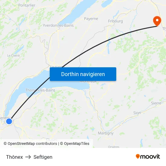 Thônex to Seftigen map