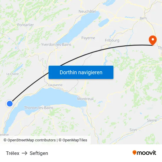 Trélex to Seftigen map