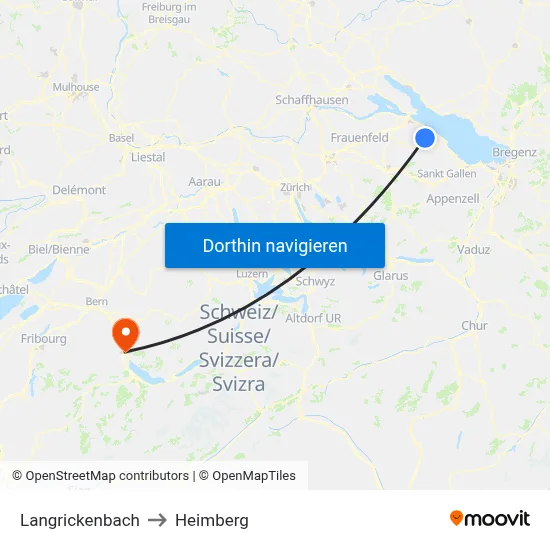 Langrickenbach to Heimberg map