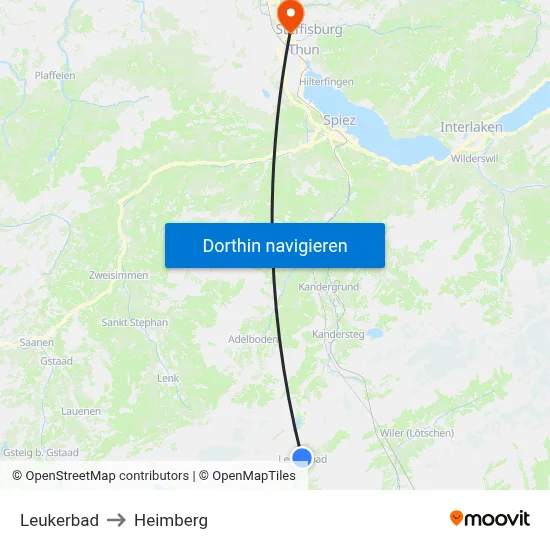 Leukerbad to Heimberg map