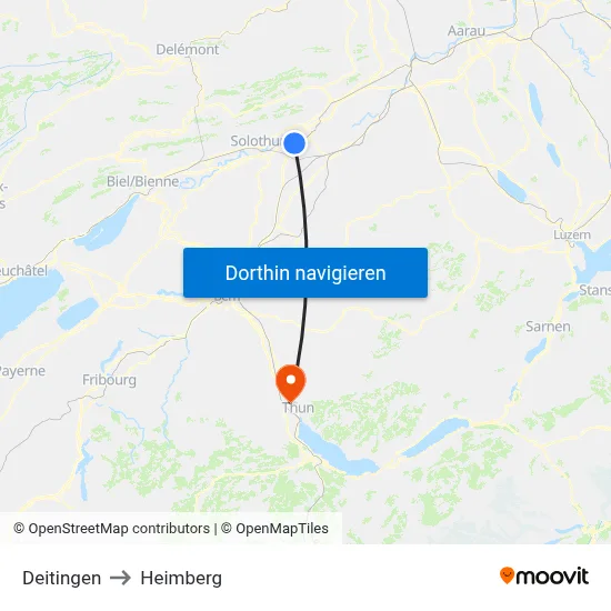 Deitingen to Heimberg map