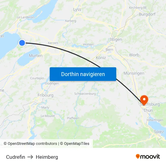 Cudrefin to Heimberg map