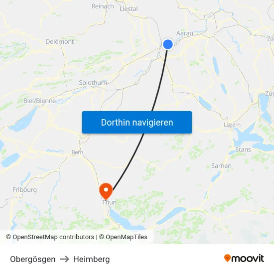 Obergösgen to Heimberg map