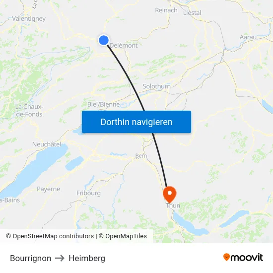 Bourrignon to Heimberg map