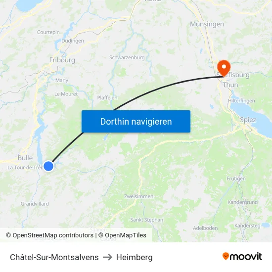 Châtel-Sur-Montsalvens to Heimberg map