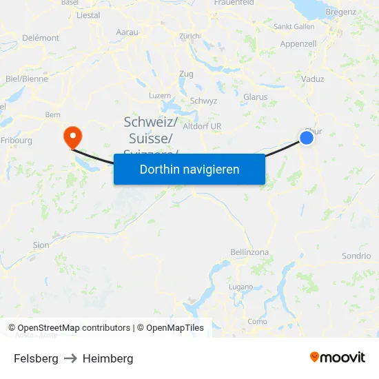 Felsberg to Heimberg map