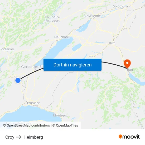 Croy to Heimberg map