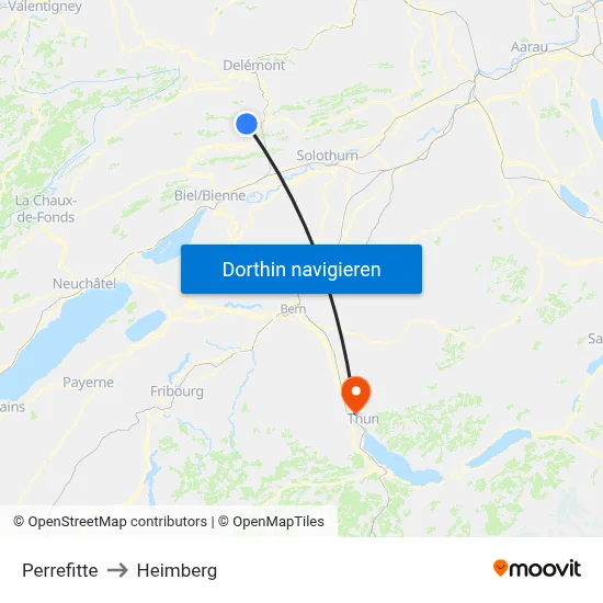 Perrefitte to Heimberg map