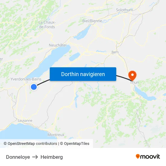 Donneloye to Heimberg map