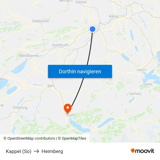Kappel (So) to Heimberg map