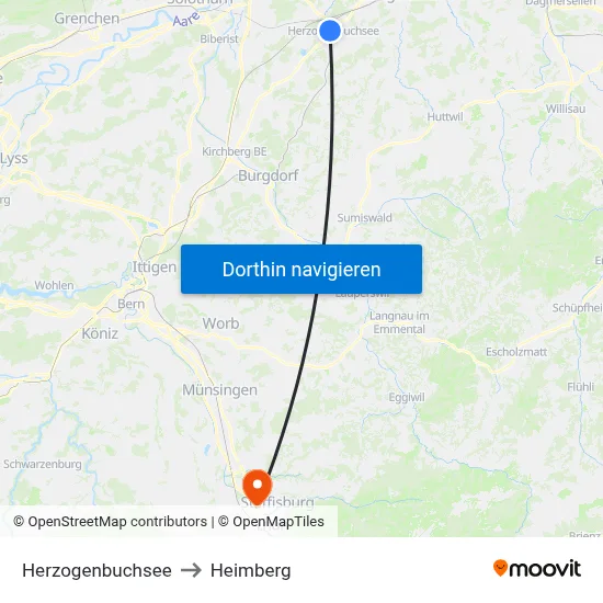 Herzogenbuchsee to Heimberg map