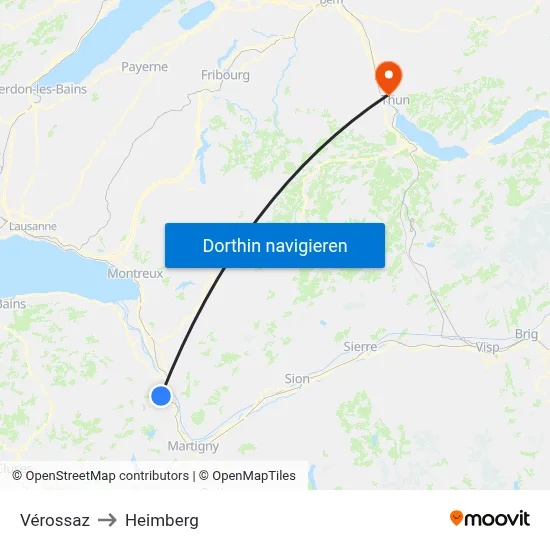 Vérossaz to Heimberg map