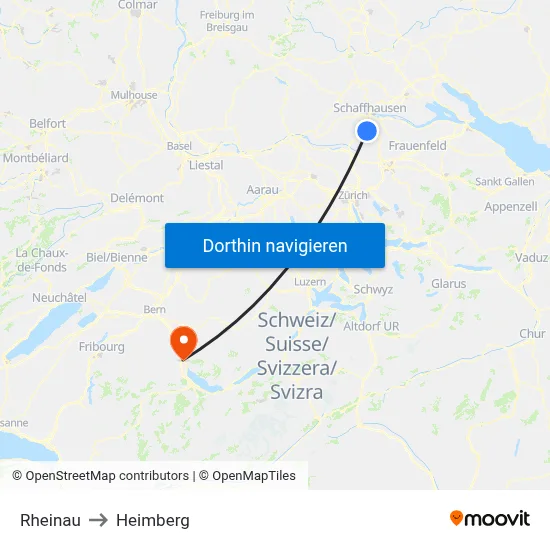 Rheinau to Heimberg map