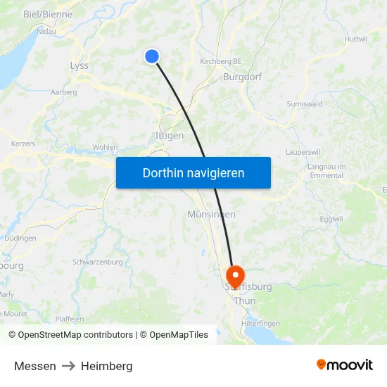 Messen to Heimberg map