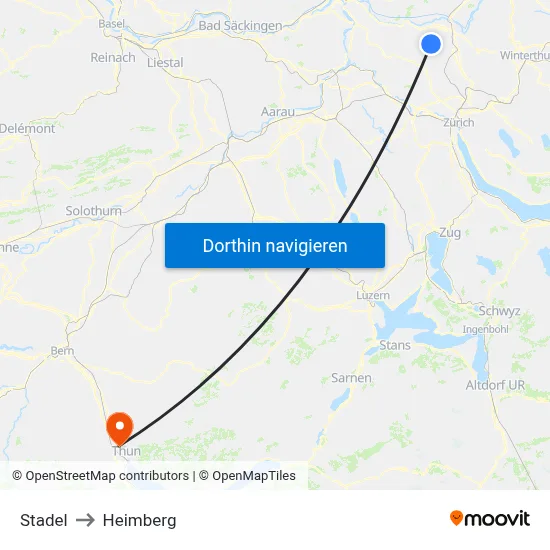 Stadel to Heimberg map