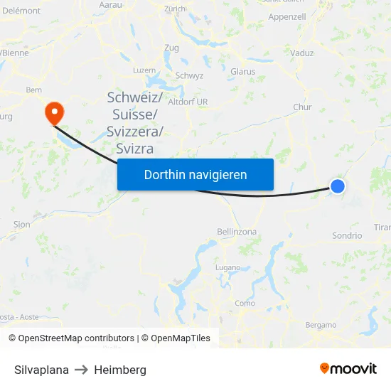 Silvaplana to Heimberg map
