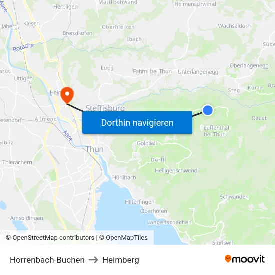 Horrenbach-Buchen to Heimberg map