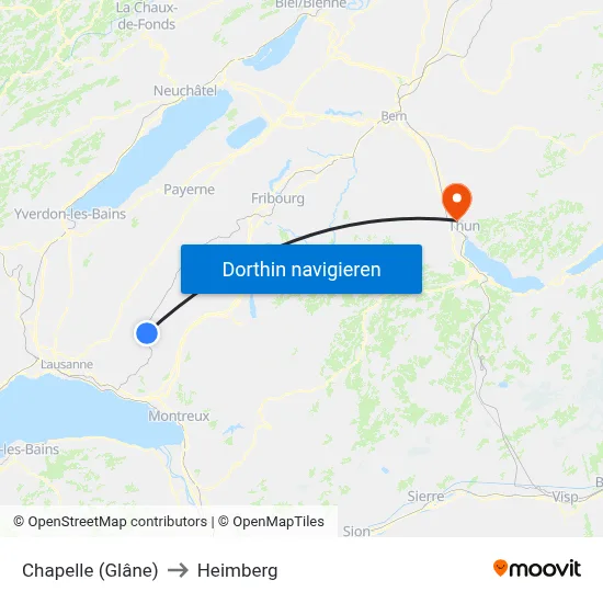 Chapelle (Glâne) to Heimberg map