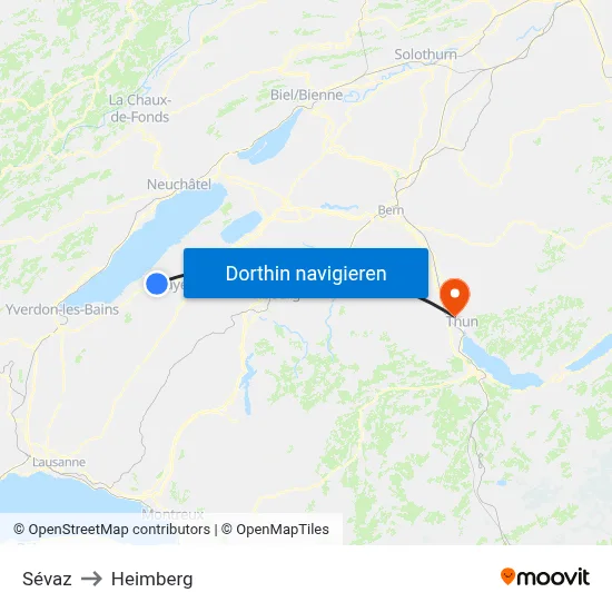 Sévaz to Heimberg map