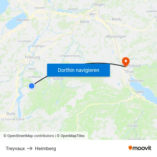 Treyvaux to Heimberg map