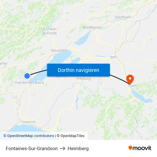 Fontaines-Sur-Grandson to Heimberg map