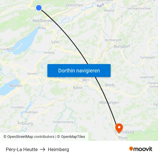 Péry-La Heutte to Heimberg map