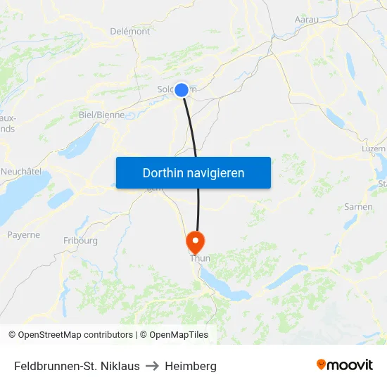 Feldbrunnen-St. Niklaus to Heimberg map