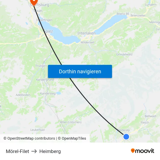 Mörel-Filet to Heimberg map